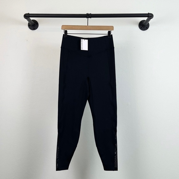 NWT Le Ore Bandier Andria High Rise Corset Waist Mesh Leggings in Black - Picture 6 of 10